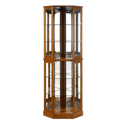 6 Shelf Corner Curio Display Cabinet With Lights, Mirrors And Adjustable Shelves