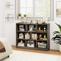 3-Tier Open Bookcase 8-Cube Floor Standing Storage Shelves Display Cabinet-Gray