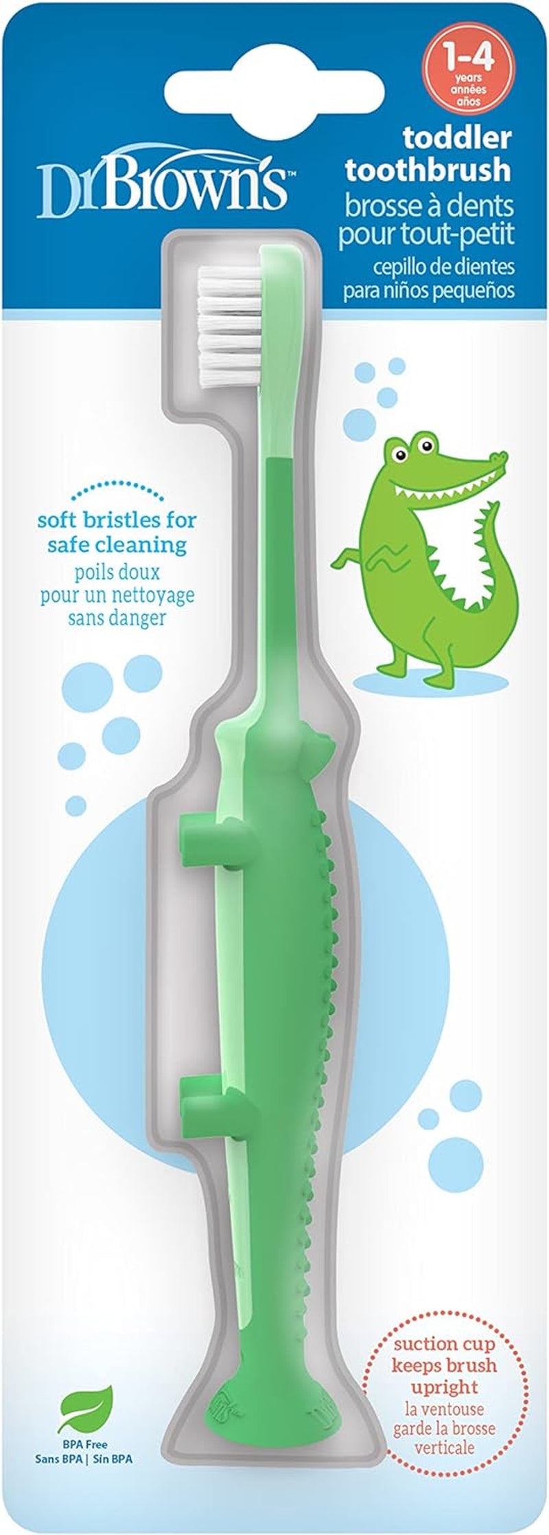 Baby and Toddler Toothbrush, Crocodile 1-Pack, 1-4 Years