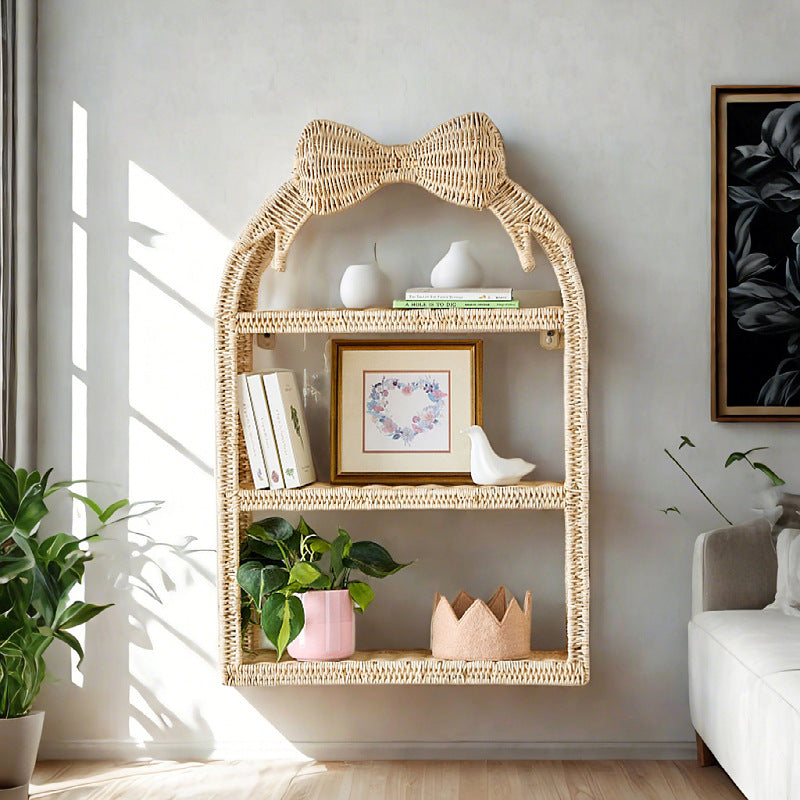 Butterfly Woven Storage Basket Wall Decoration Shelving Practical Hanging Ornament for Kids' Room and Guesthouse Woven Decor