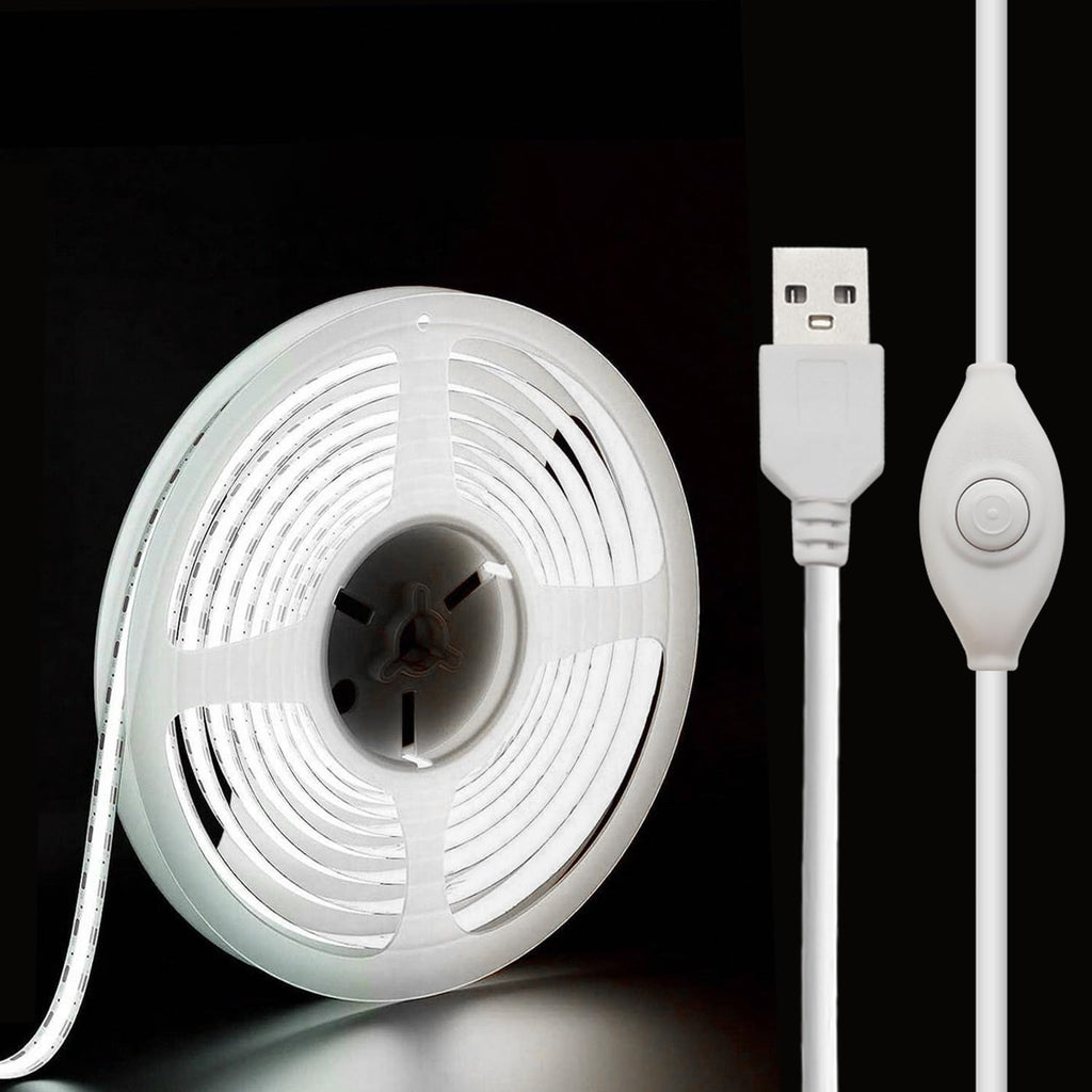 5V Usb Led Strip Lights, 3.28Ft Cob Light Strip White, Short Led Strip Light, Flexible Bright 5V Led Strip For Under Cabinet, Kitchen, Tv Backlight, Shelves, Displays And Tv Lights