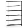 6-Tier Metal Storage Shelving Unit with V-Shaped Wire Rack for Home Garage-Black