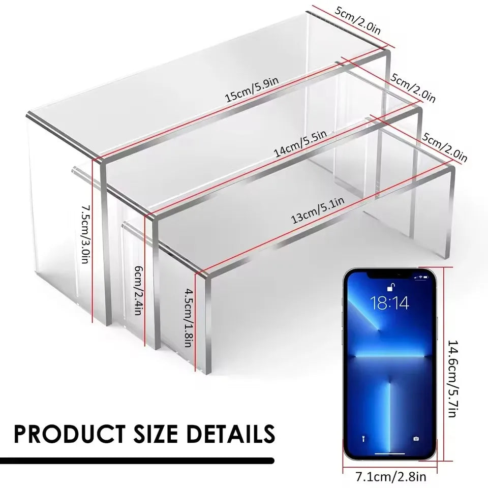 3/6/9/12Pc Clear Acrylic Display Stand Cosmetic Bag Jewelry Showcase Cup Holder for Home Shop statue Model Pottery Display Riser