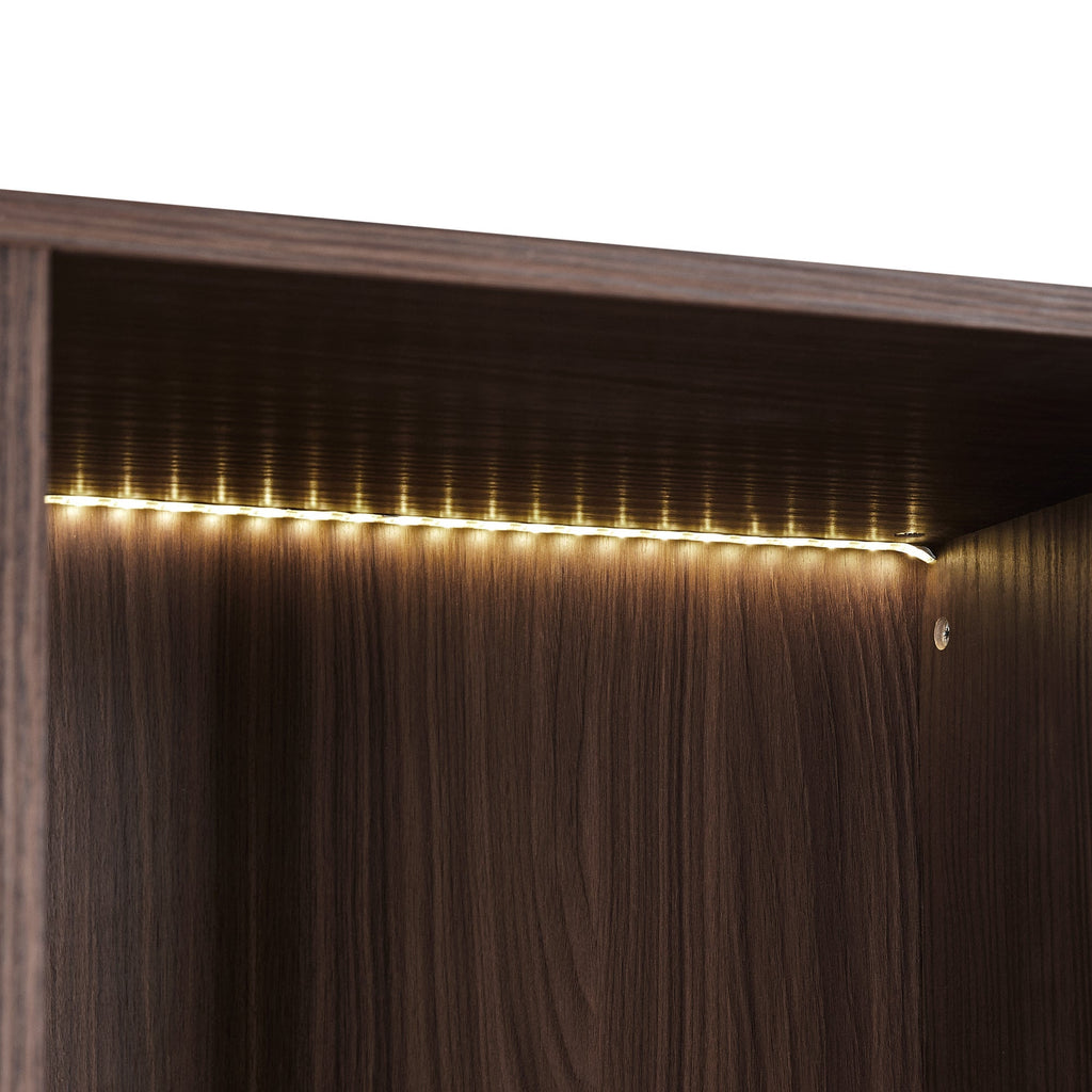 Modern Minimalist 51.2" Tall Lighted Display Cabinet with Tempered Glass