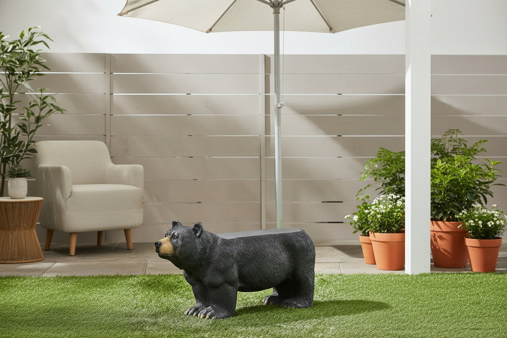 MGO Bear Bench, Concrete Outdoor Bench, Matte Black