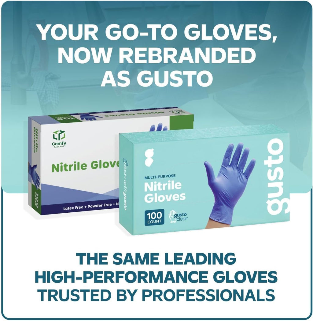 [100 Pack] Disposable Nitrile Gloves - Powder & Latex Free