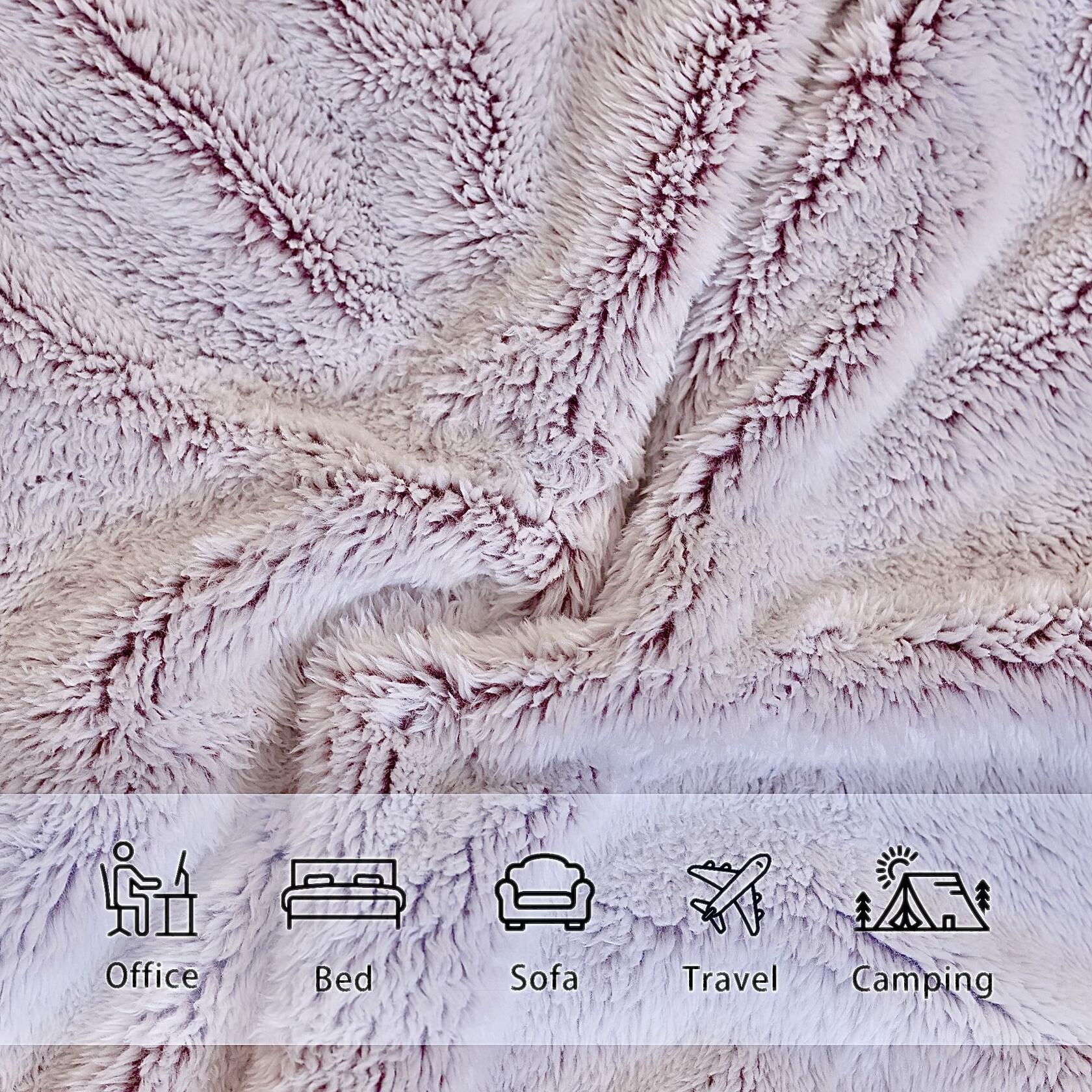 longmaya Plush Cozy Fleece Throw Blanket Brown 60x80 Soft Lightweight